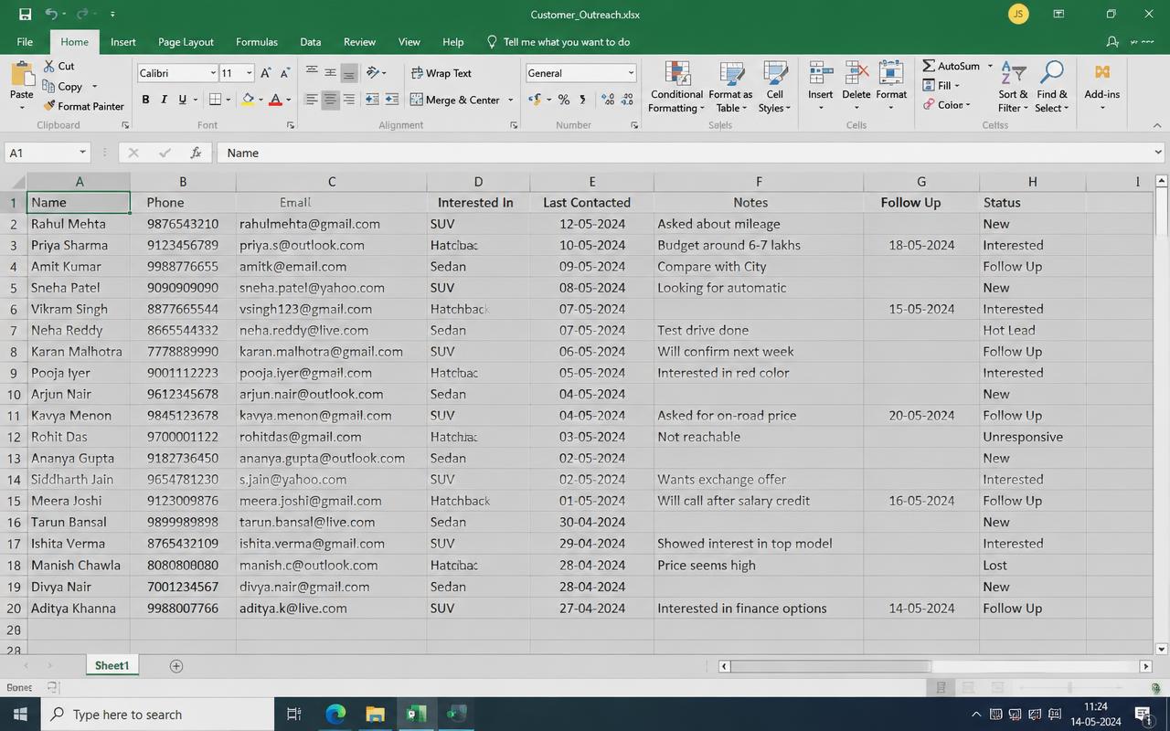Before — manual spreadsheet, no delivery visibility